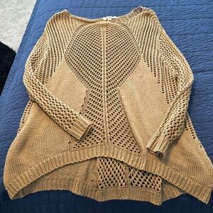Tan Mesh Long sleeve Sweater